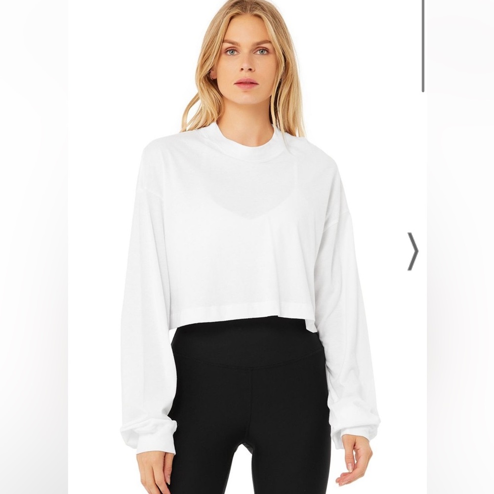 Alo Yoga It Girl White Crop Long Sleeve